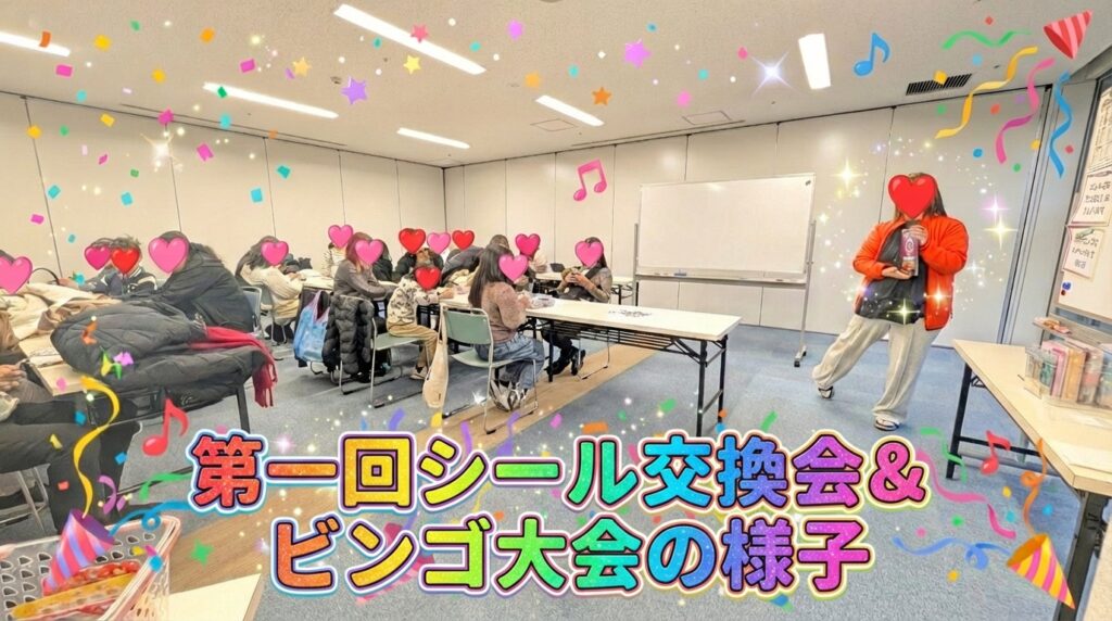 第一回のシール交換会のイベントの様子