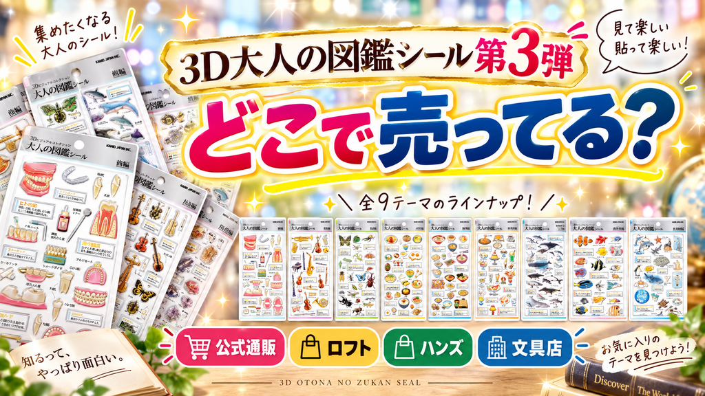 3D大人の図鑑シール第3弾はどこで売ってる？公式通販・ロフト・ハンズ・文具店など販売店情報