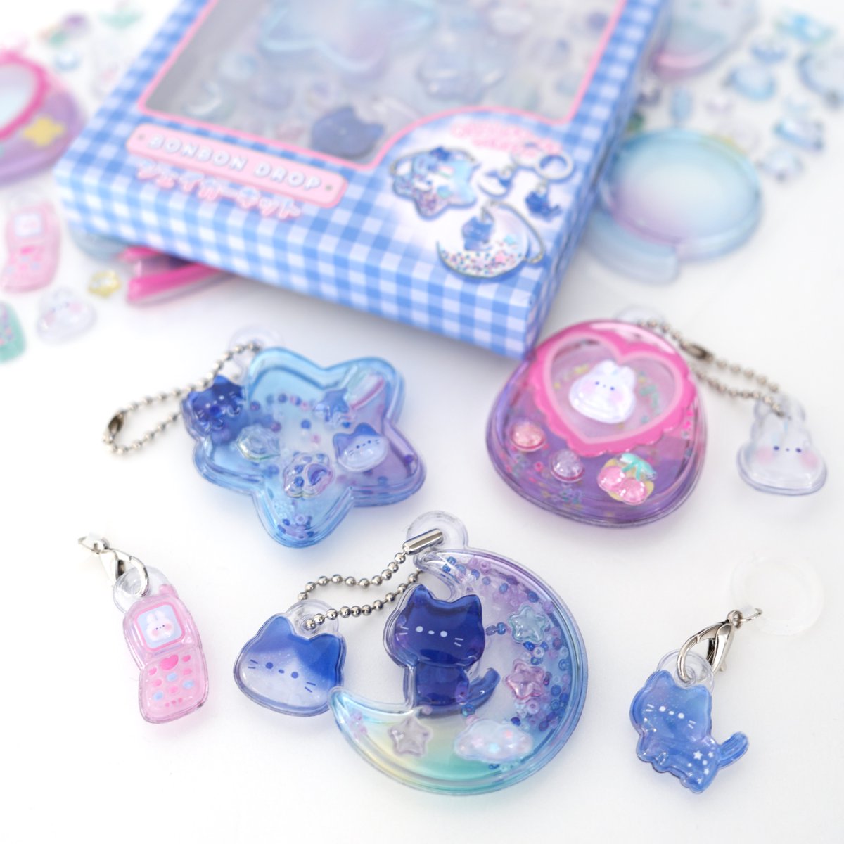 星や月、ハートモチーフの可愛いチャームやめじるしが作れるボンボンドロップシェイカーキット第2弾