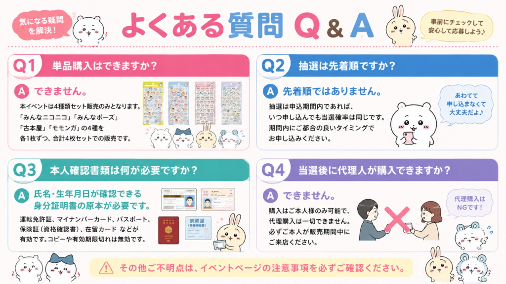 川崎ルフロン店ちいかわボンボンドロップ抽選販売のよくある質問Q&A画像