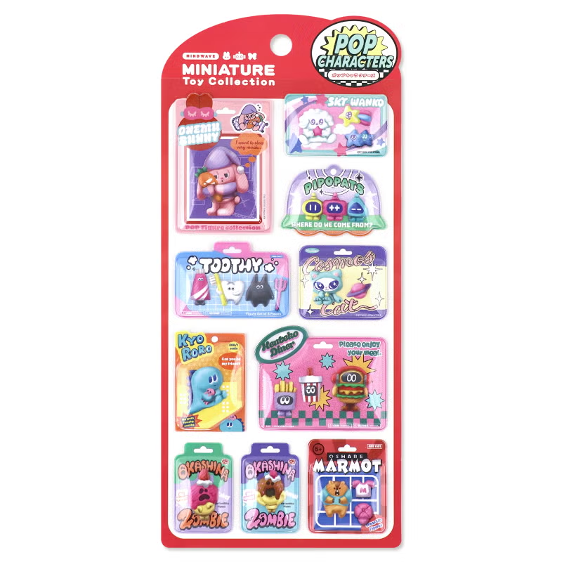 マインドウェイブ ミニチュアトイコレクション POP CHARACTERS シールシート画像