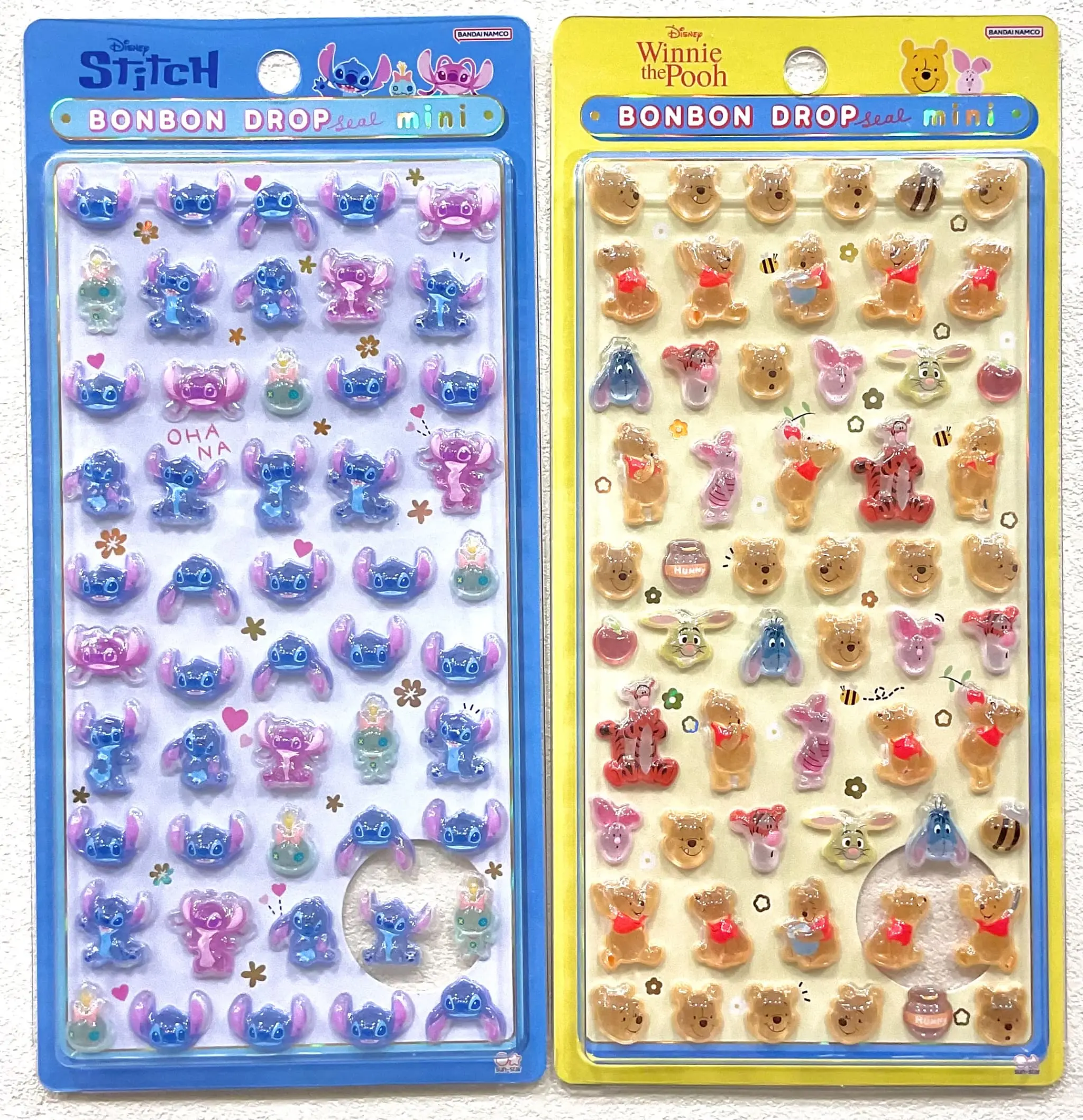 当選したら購入できるディズニー　ボンボンドロップシールmini スティッチ、くまのプーさんの画像