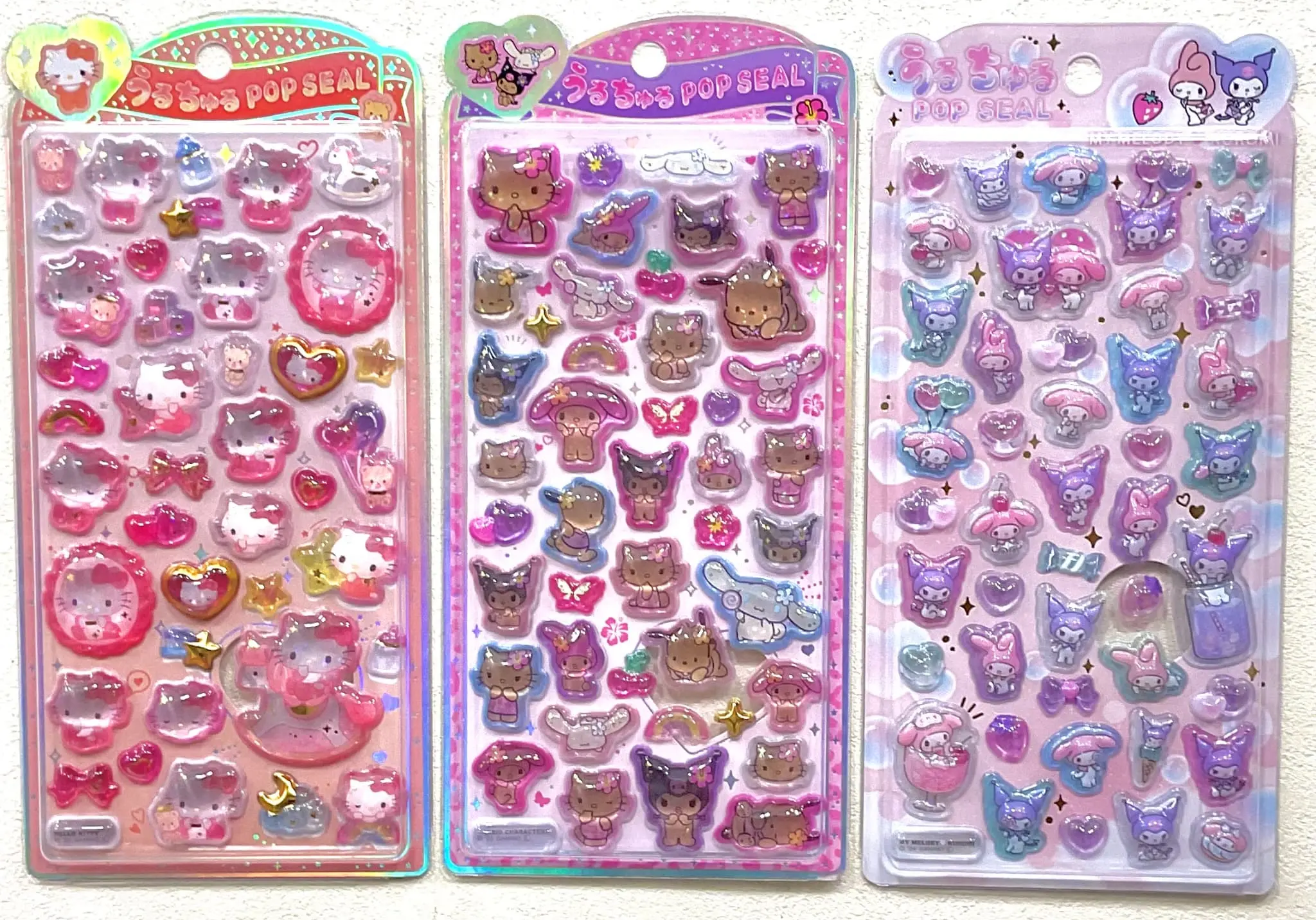 当選したら購入できるサンリオ　うるちゅるPOPシール ハローキティ　ベイビー、日焼け、マイメロディ＆クロミの画像