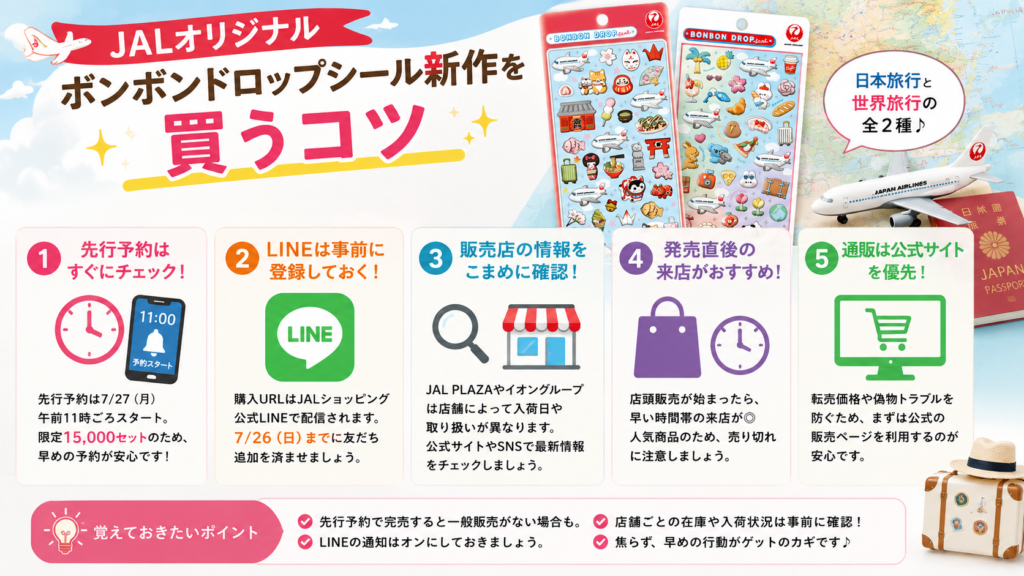 JALオリジナル ボンボンドロップシール新作を購入するコツと先行予約の注意点