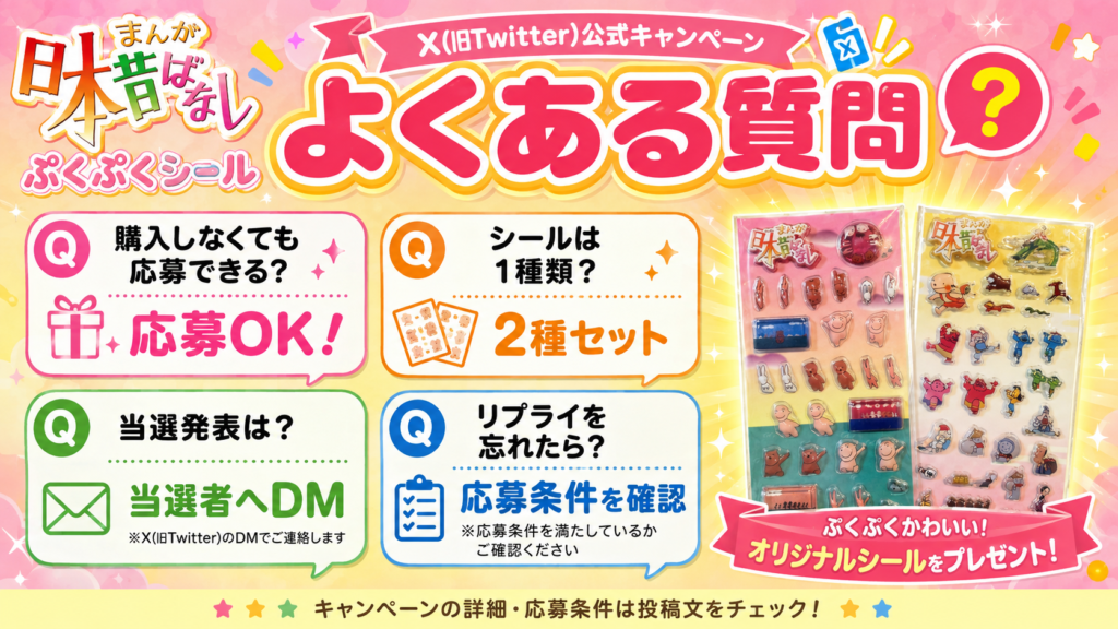まんが日本昔ばなしぷくぷくシールのプレゼントキャンペーンに関するよくある質問と回答