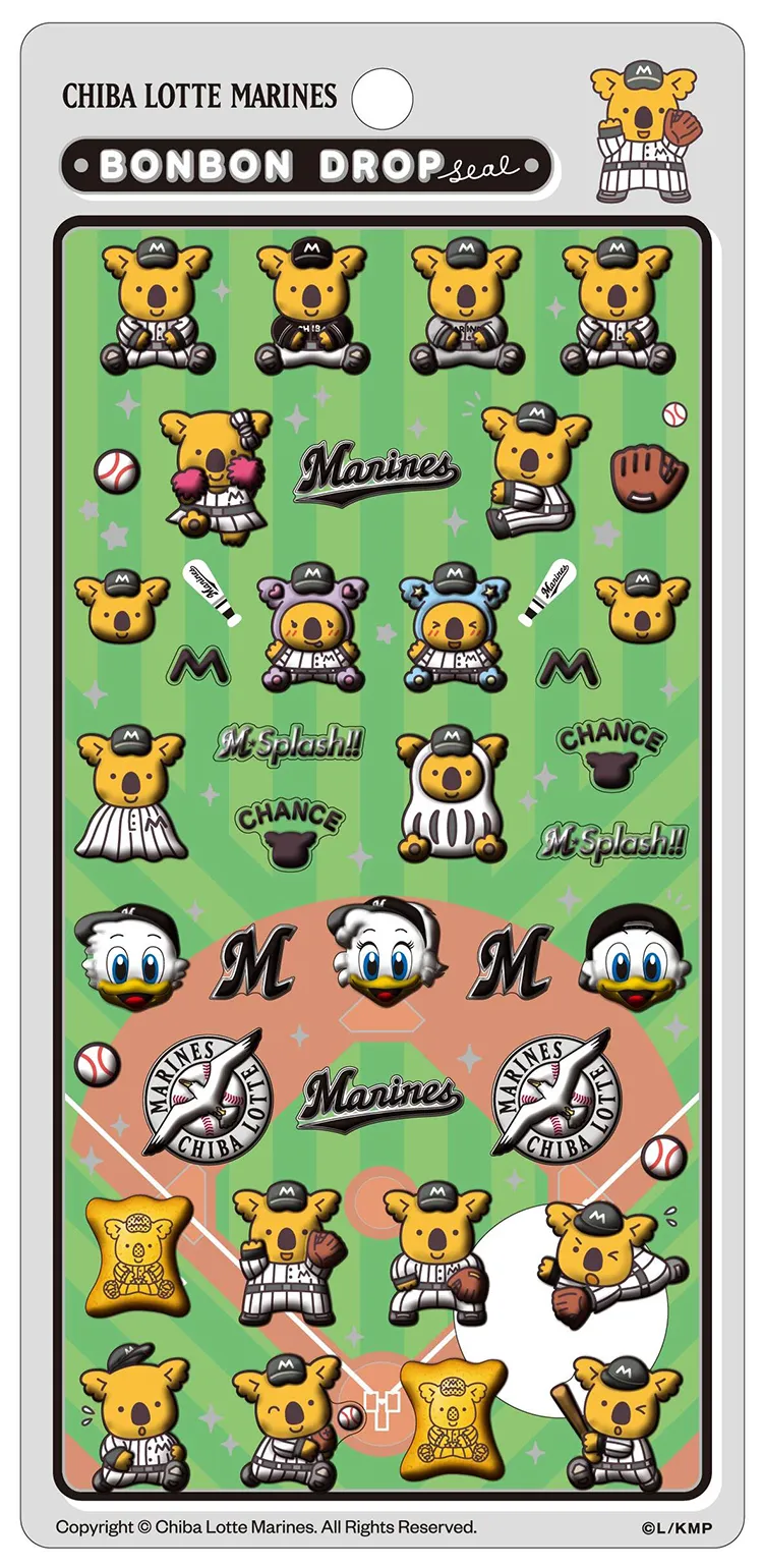千葉ロッテマリーンズのチャンスくんデザインのボンボンドロップシール