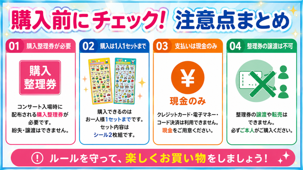 おは朝ボンボンドロップシール購入時の注意点、整理券・購入上限・現金払い・譲渡不可