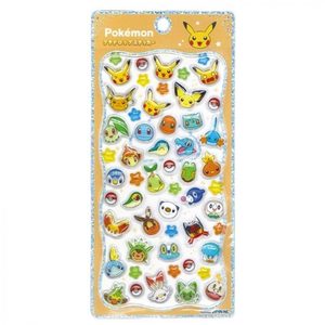 ポケモン プチドロップステッカー フェイス1。ピカチュウや歴代御三家を中心にポケモンの顔を多数集めたカラフルなデザイン