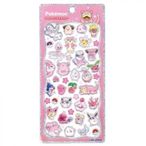 ポケモン プチドロップステッカー ピンク。ヤドン、ピッピ、プリン、ラッキー、ニンフィアなどピンク系のポケモンを集めたデザイン