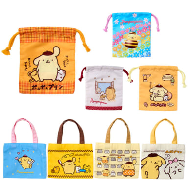 ポムポムプリン30周年限定のシークレット巾着とミニ手提げバッグのラインナップ