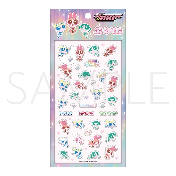 ガラスのような艶感とぷっくり感がかわいいパワーパフガールズの新作ぷくぺたシールの商品画