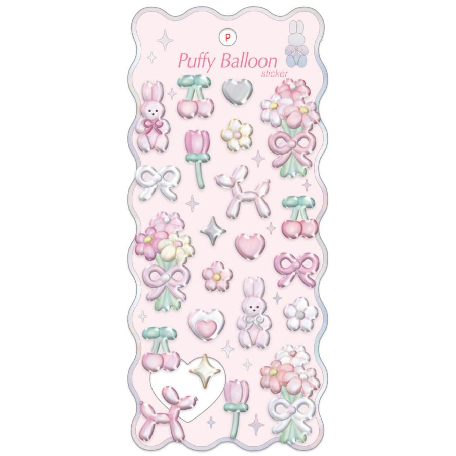 クーリアのパフィーバルーンステッカー、甘いピンク色が可愛いバルーンアート風シールの画像