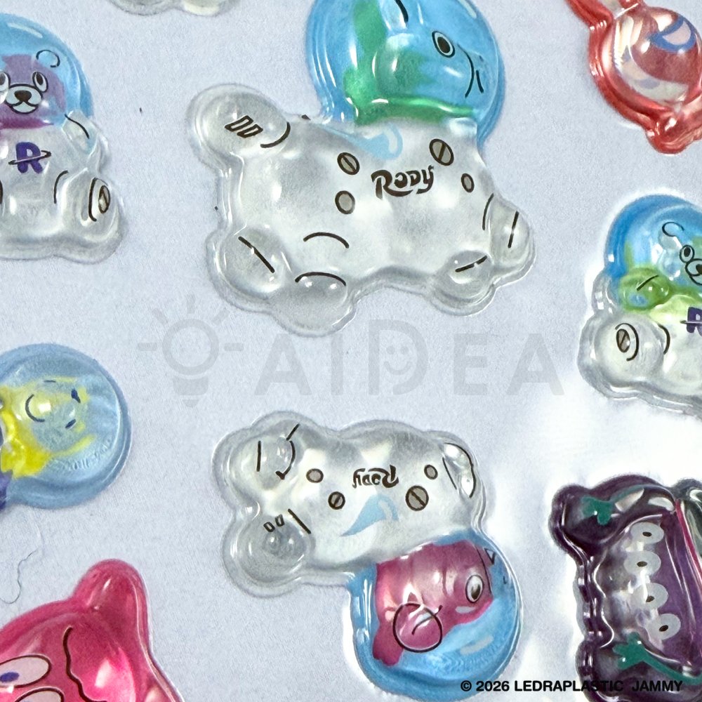 宇宙モチーフで暗闇で光る蓄光仕様のロディインスペースのぷくぷくジェリーシール